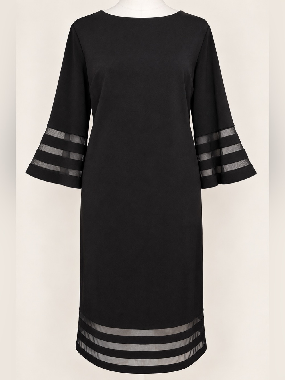 Calvin Klein 18W Black Dress Mesh Bell Sleeves Cocktail Formal Holiday LBD
